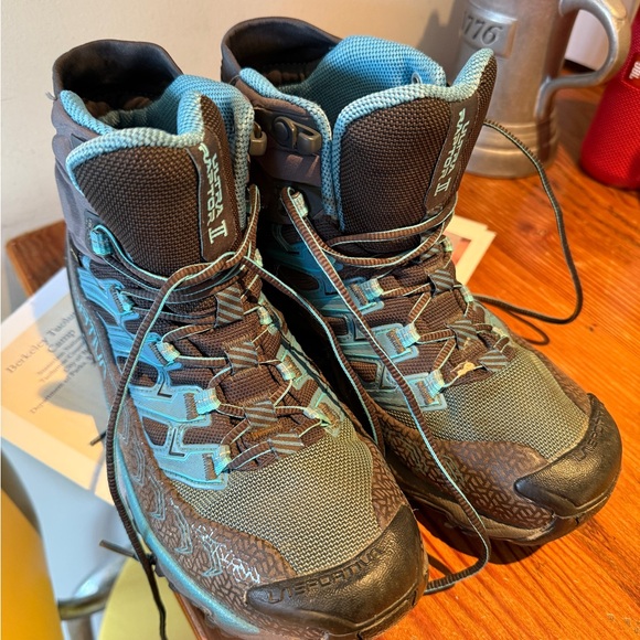 La Sportiva Charcoal and Aqua Hiking Boots - Picture 2 of 3